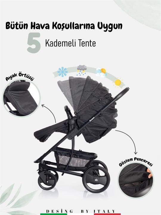 Sunny Baby 9023 İcon Travel Sistem Bebek Arabası Siyah 