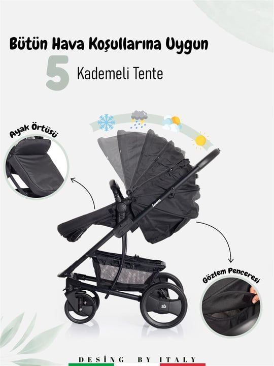 Sunny Baby 9023 İcon Travel Sistem Bebek Arabası Siyah 