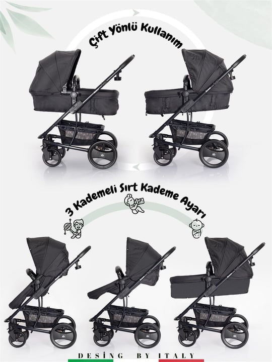 Sunny Baby 9023 İcon Travel Sistem Bebek Arabası Siyah 