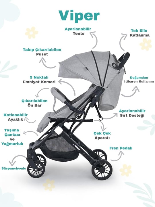 Sunny Baby Viper Kabin Boy Travel Sistem Bebek  Arabası Bej 9004