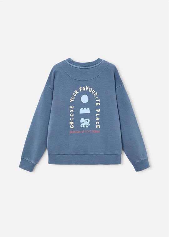 The Boston Kids Erkek Çocuk Baskılı Sweatshirt Mavi 6423