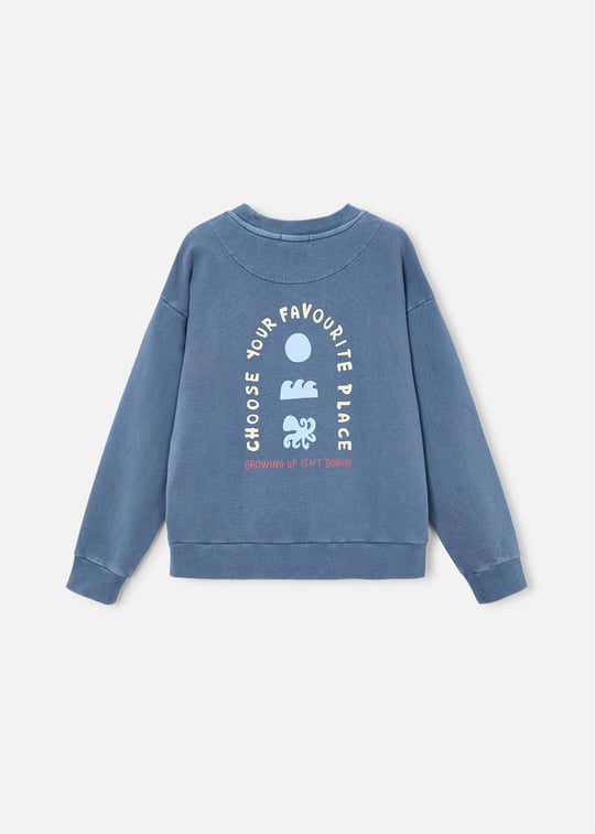 The Boston Kids Erkek Çocuk Baskılı Sweatshirt Mavi 6423