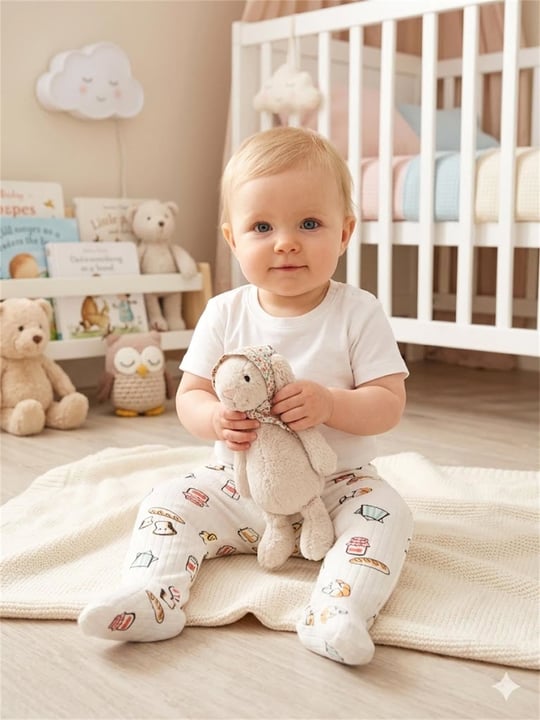 Tiffany Baby Bebek Breakfast Theme Patikli Alt Ekru 35007
