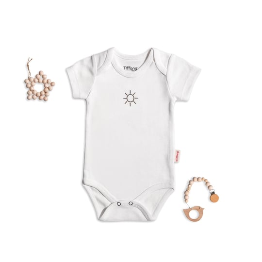 Tiffany Baby Bebek Güneş Baskılı Kısa Kollu Çıtçıtlı Body Beyaz 35028