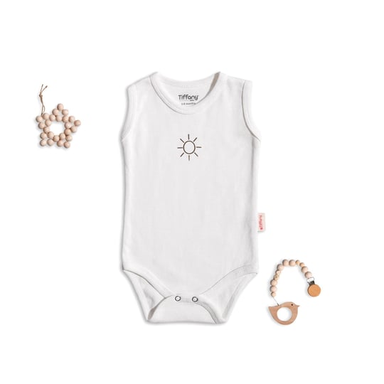 Tiffany Baby Bebek Güneş Baskılı Kolsuz Çıtçıtlı Body Beyaz 35028