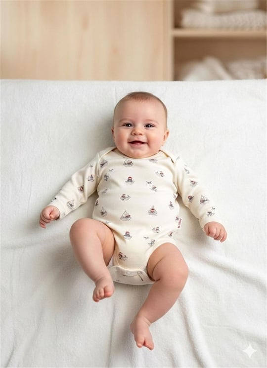 Tiffany Baby Bebek Krooboy Organik Theme Uzun Kol Zıbın Krem 14011