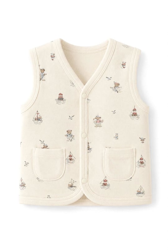 Tiffany Baby Bebek Krooboy Organik Theme Yelek Krem 14005