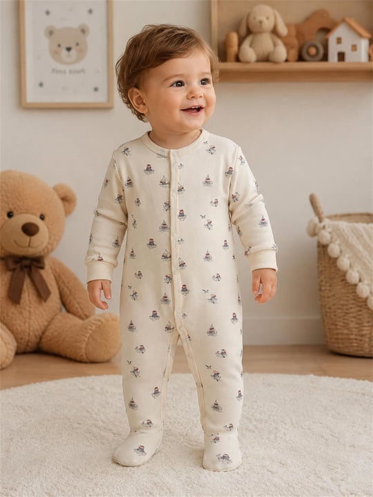 Tiffany Baby Bebek Krooboy Organik Theme Patikli Tulum Krem 14033