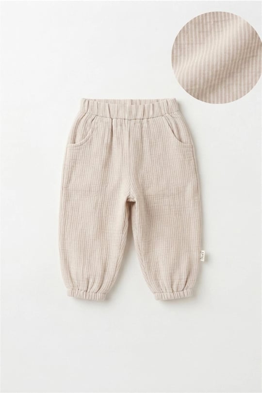 Tiffany Baby Bebek Lycra Theme Müslin Pantolon Bej 26031