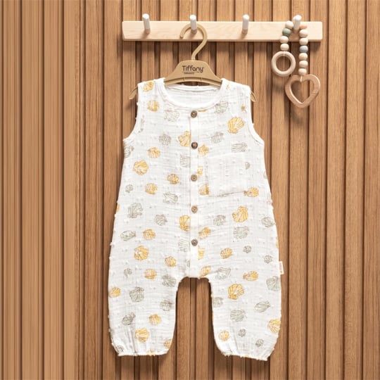Tiffany Baby Bebek Müslin Sea Shell Theme Kolsuz Tulum Beyaz 62024