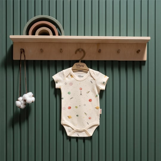 Tiffany Baby Bebek Organik Space Theme Yarım Kol Badi Ekru 44008