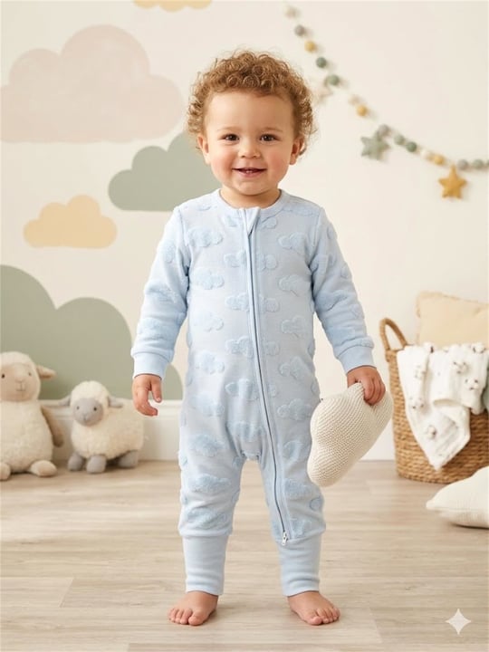 Tiffany Baby Bebek Puffy Cloudy Theme Fermuarlı Tulum Mavi 29033