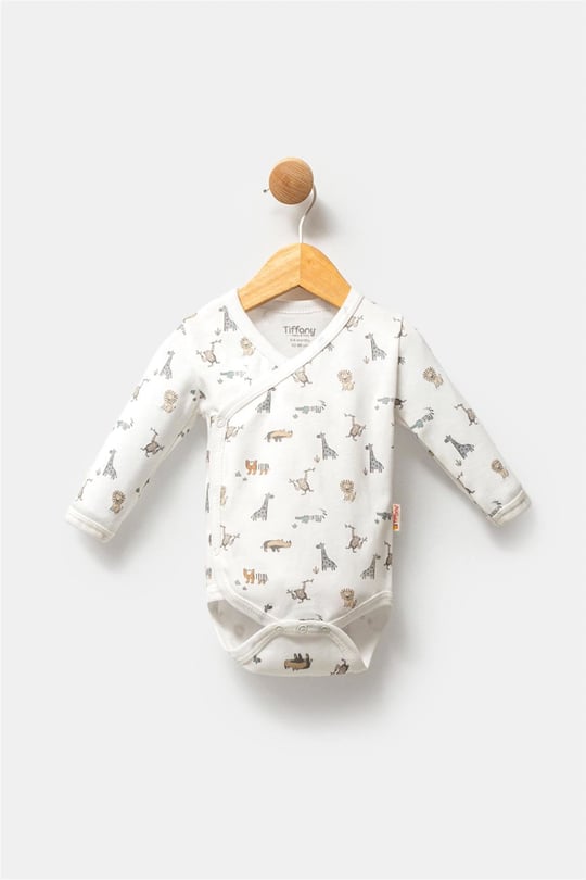 Tiffany Baby Erkek Bebek African Animals Theme Kruvaze Badi Ekru 32022