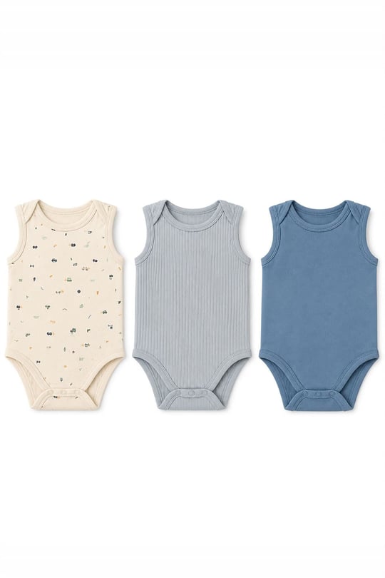 Tiffany Baby Erkek Bebek Mini Home Theme 3'lü Atlet Body Set Mavi 47009