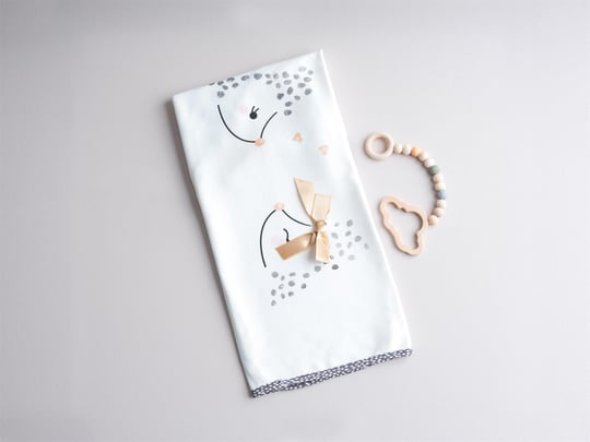 Tiffany Baby Kız Bebek Baskılı Fiyonklu Battaniye Füme 1413