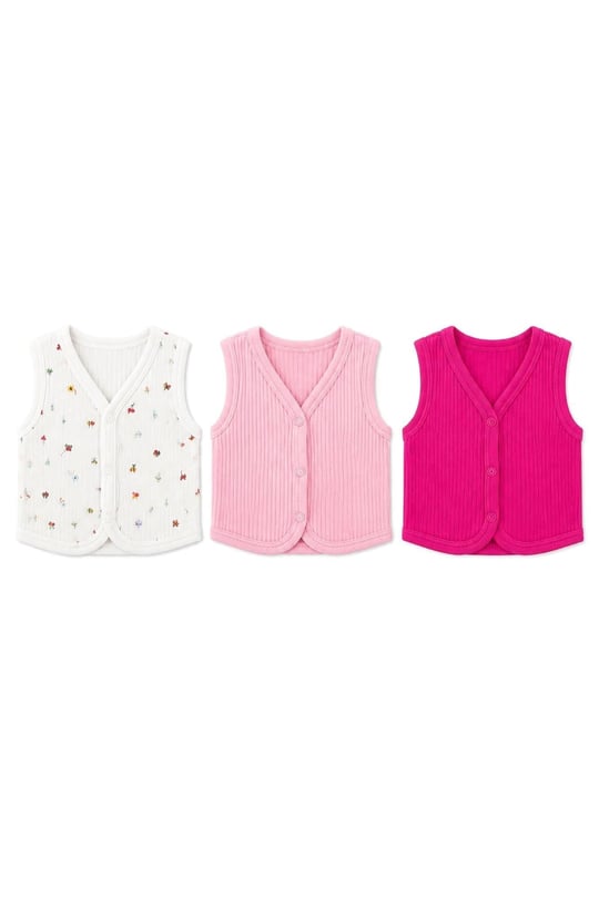 Tiffany Baby Kız Bebek Butterfly Theme 3'lü Yelek Set Pembe 48005
