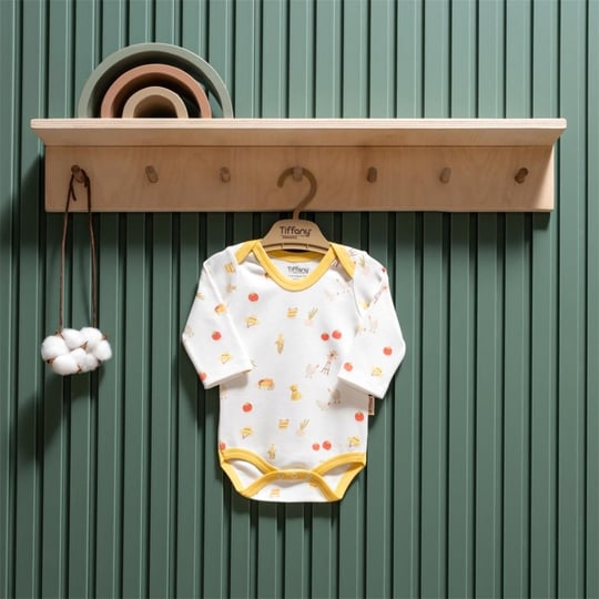 Tiffany Baby Kız Bebek Organik Theme Strawberry Uzun Kollu Badi Ekru 45011