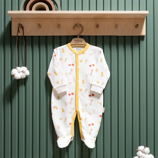 Tiffany Baby Kız Bebek Organik Theme Strawberry Patikli Tulum Ekru 45033