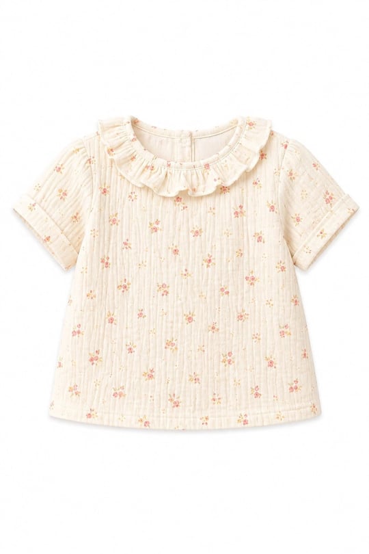 Tiffany Baby Kız Bebek Rose Dream Theme Müslin Fırfırlı Üst Krem 55140