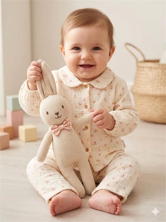 Tiffany Baby Kız Bebek Rose Dream Theme Müslin Gömlek Krem 55093