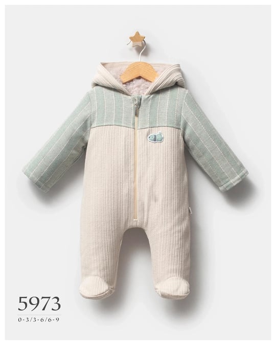 Tongs Baby Erkek Bebek Kapüşonlu Patikli Tulum Yeşil 5973