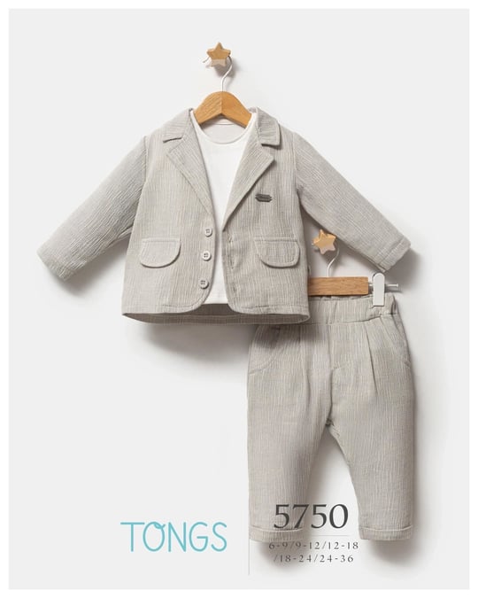 Tongs Baby Erkek Bebek Stylish And Comfy 3'lü Takım Gri 5750