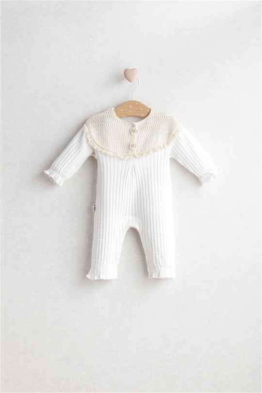 Tongs Baby Kız Bebek Daisy Dream Tığ İşlemeli Tulum Ekru 5460