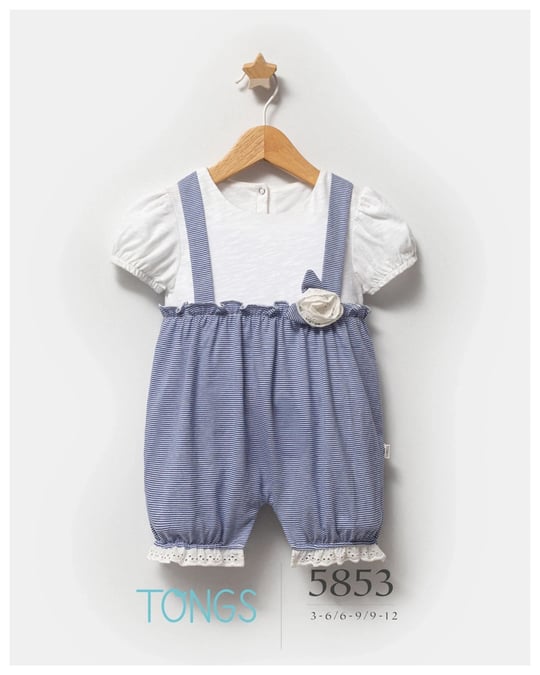 Tongs Baby Kız Bebek Sailing Girl Çizgili Tulum Mavi 5853