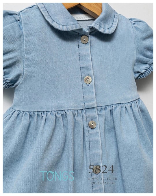 Tongs Baby Kız Bebek Universe Jeans Düğmeli Elbise Mavi 5824
