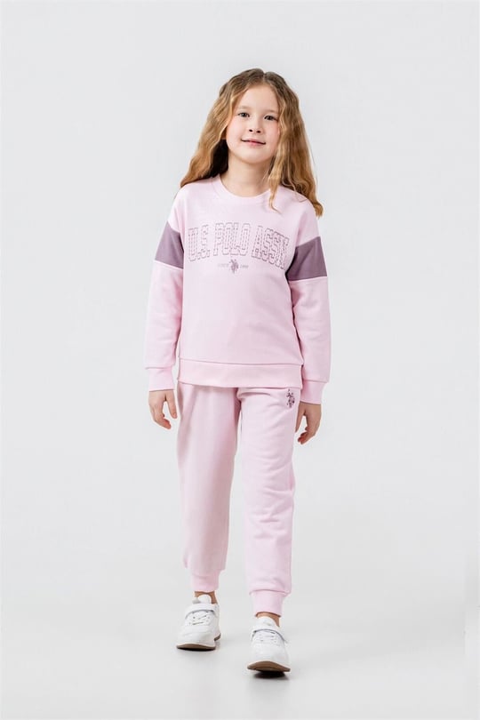 U.S Polo Assn Kız Çocuk Baskılı Eşofman Takımı Pembe US2704-G
