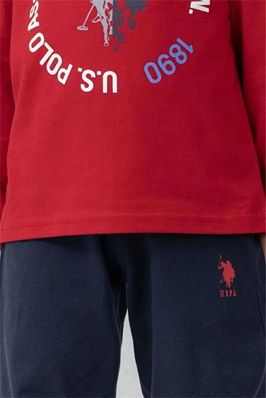 U.S Polo Assn Erkek Çocuk Baskılı Pijama Takımı Kırmızı US2638-G