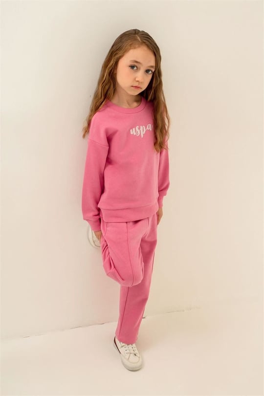 U.S Polo Assn Kız Çocuk Baskılı Eşofman Takımı Pembe US2731-4