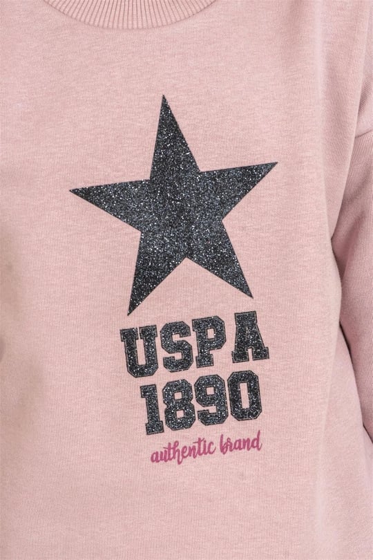 U.S Polo Assn Kız Çocuk Baskılı Eşofman Takımı Pudra US2719-4