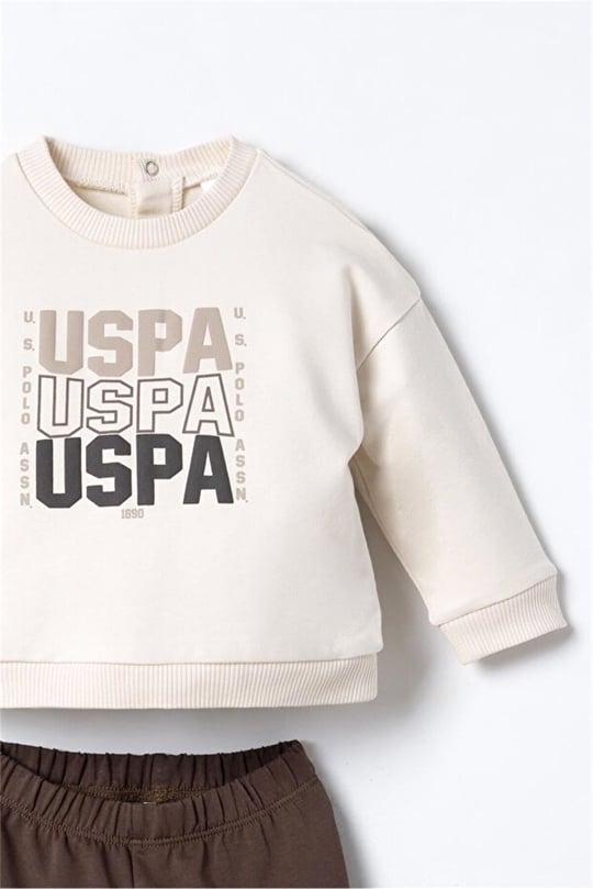 U.S Polo Assn Erkek Bebek 2'li Alt Üst Takım Bej USB3180