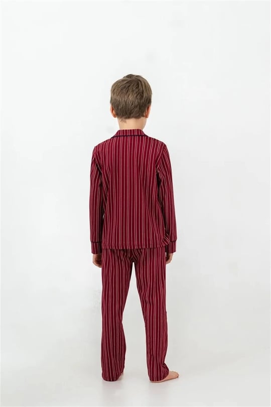 U.S Polo Assn Erkek Çocuk Nakışlı Gömlek Pijama Takımı Bordo US2644-4