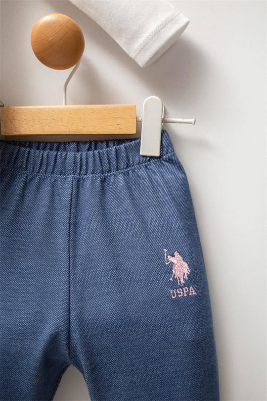 U.S Polo Assn Kız Bebek 3'lü Kapüşonlu Ceket Takım Mavi USB2778