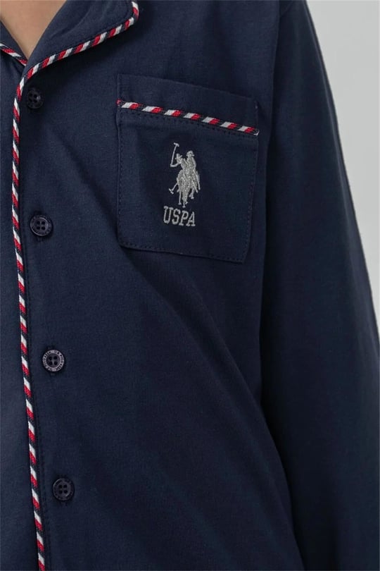 U.S Polo Assn Erkek Çocuk Nakışlı Gömlek Pijama Takımı Lacivert US2643-G