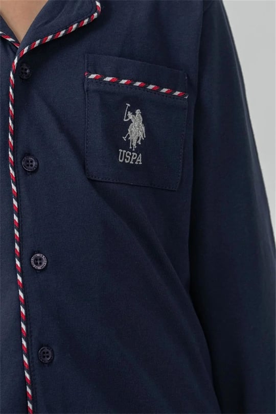 U.S Polo Assn Erkek Çocuk Nakışlı Gömlek Pijama Takımı Lacivert US2643-G