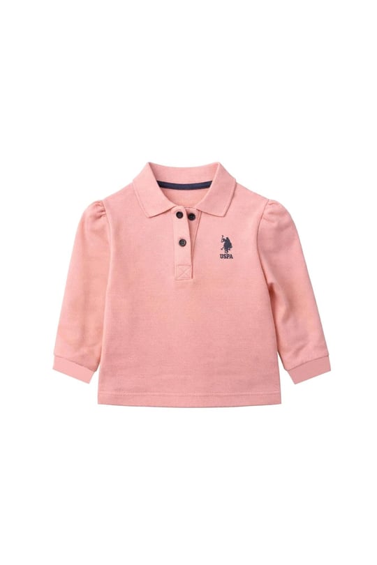 U.S Polo Assn Kız Bebek Polo Yaka Uzun Kol Tişört Pembe USB3051