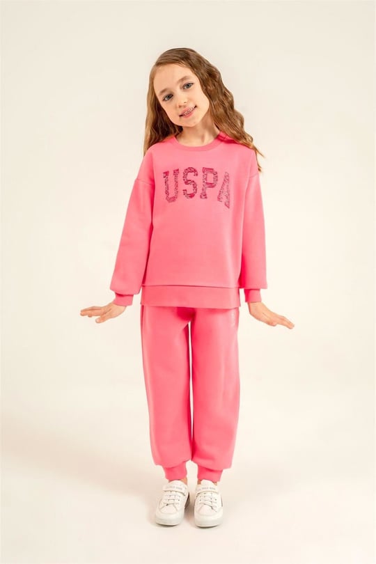 U.S Polo Assn Kız Çocuk Nakışlı Eşofman Takımı Pembe US2723-4