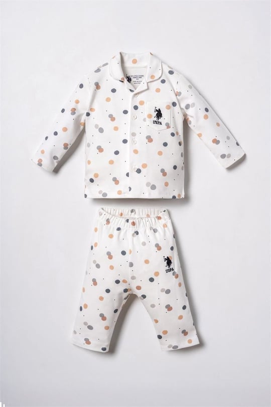 U.S Polo Assn Erkek Bebek Gömlek Pijama Takımı Beyaz USB3107