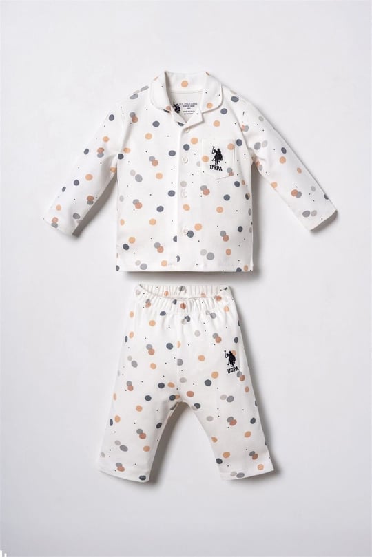 U.S Polo Assn Erkek Bebek Gömlek Pijama Takımı Beyaz USB3107