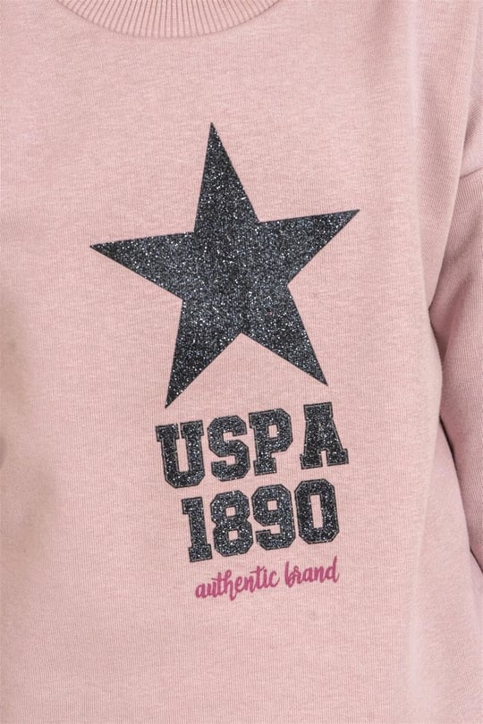 U.S Polo Assn Kız Çocuk Baskılı Eşofman Takımı Pudra US2719-G