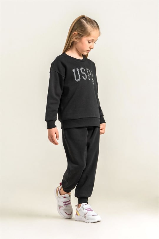 U.S Polo Assn Kız Çocuk Nakışlı Eşofman Takımı Siyah US2723-4