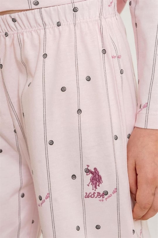 U.S Polo Assn Kız Çocuk Gömlek Pijama Takımı Pembe US2726-4