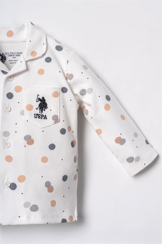 U.S Polo Assn Erkek Bebek Gömlek Pijama Takımı Beyaz USB3107