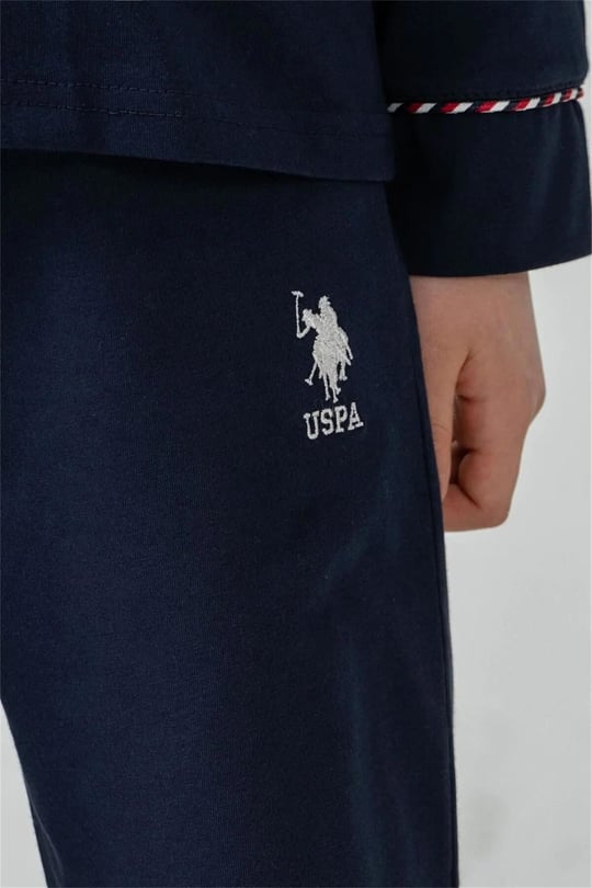 U.S Polo Assn Erkek Çocuk Nakışlı Gömlek Pijama Takımı Lacivert US2643-4