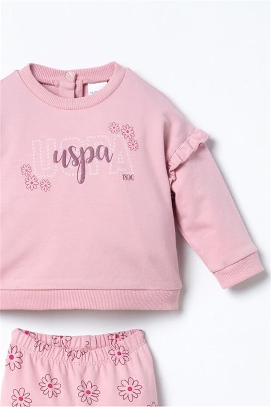 U.S Polo Assn Kız Bebek 2'li Alt Üst Takım Pembe USB3250