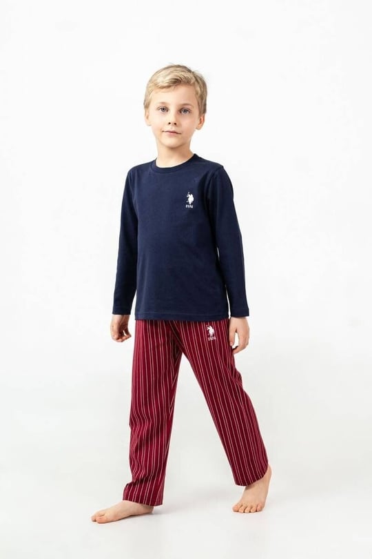 U.S Polo Assn Erkek Çocuk Çizgili Pijama Takımı Lacivert US2645-G