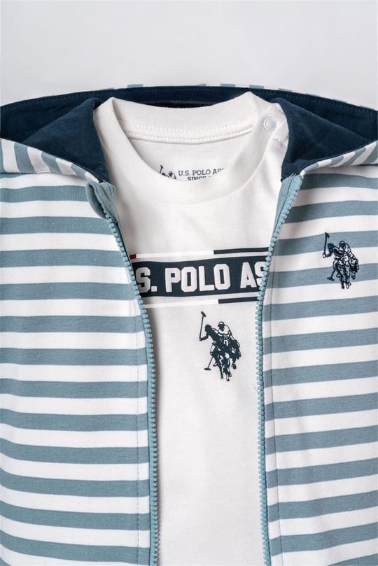 U.S Polo Assn Erkek Bebek 3'lü Kapüşonlu Ceket Alt Takım Yeşil USB3161